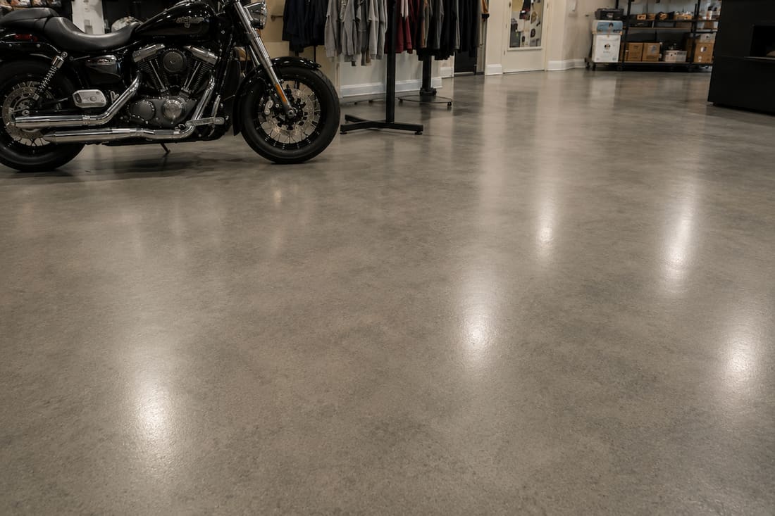 Garage & motorcycle bay — Flake floor in Keller, TX